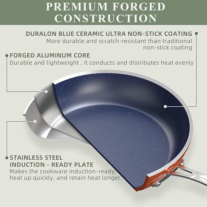 Nuwave Healthy Duralon Blue Ceramic Nonstick Coated 7pc Cookware Set, - Image 3