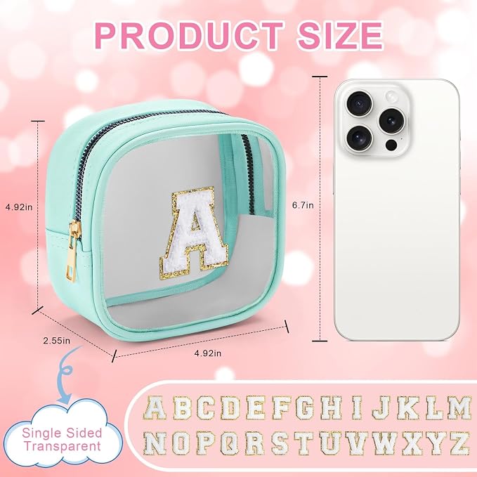 YOOLIFE Initial Make Up Bag Travel Toiletry Bag, Small Makeup Bag Clear Makeup - Image 3