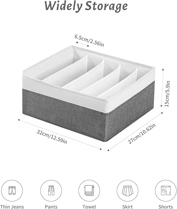 Jeans Drawer Organizers for Clothing, 5 Grids Compartment Wardrobe clothes - Image 4