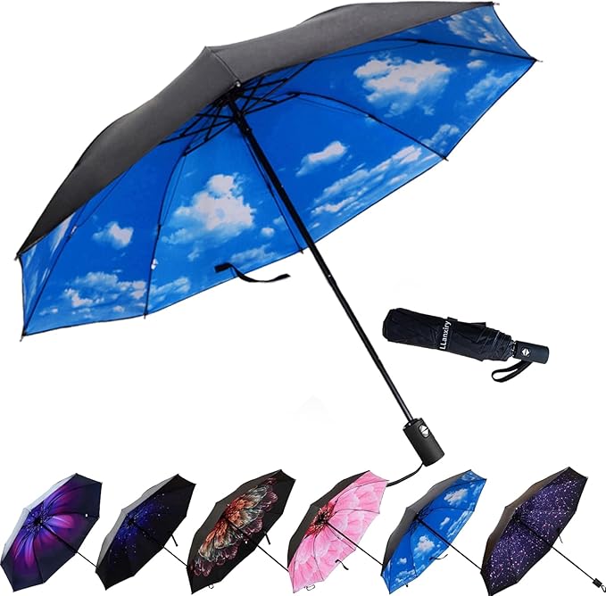 LLanxiry Compact Travel Umbrella, Mini Windproof Umbrellas by LLanxiry