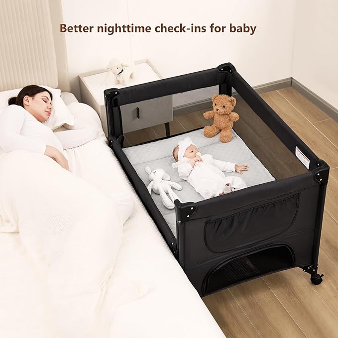 ANGELBLISS Baby Bassinet Bedside Crib, Pack and Play - Image 3
