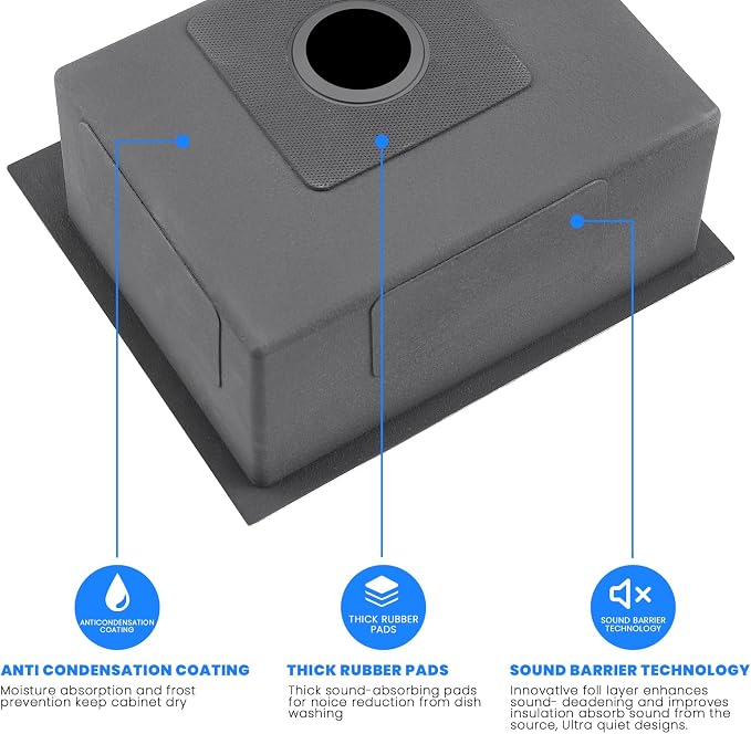 POPFLY 25x22 Inch Drop In Kitchen Sink, 25 Inch Top Mount 9 Inch Deep Single - Image 4