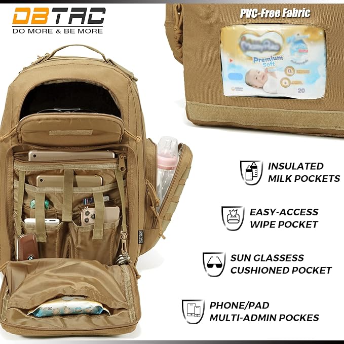 Diaper Bag Backpack for Dad, DBTAC Large Baby Nappy Bag for Men w/Changing Mat - Image 5
