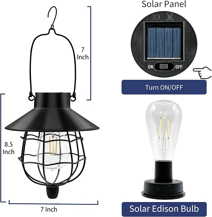 2 Pack Solar Lanterns Outdoor Waterproof Hanging Solar Lights - Image 4