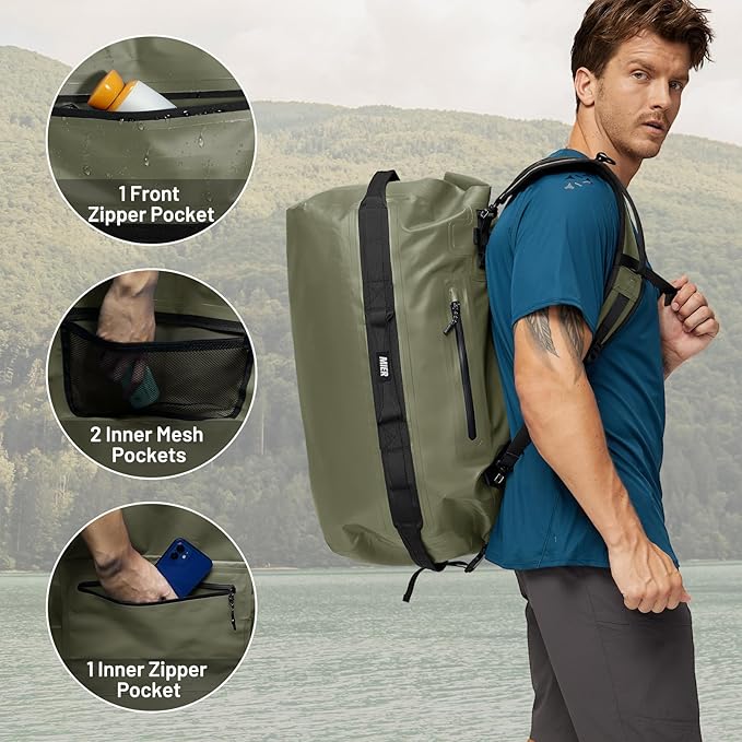 MIER Large Waterproof Duffel Bag Rolltop Dry Backpack Duffle Bags - Image 4