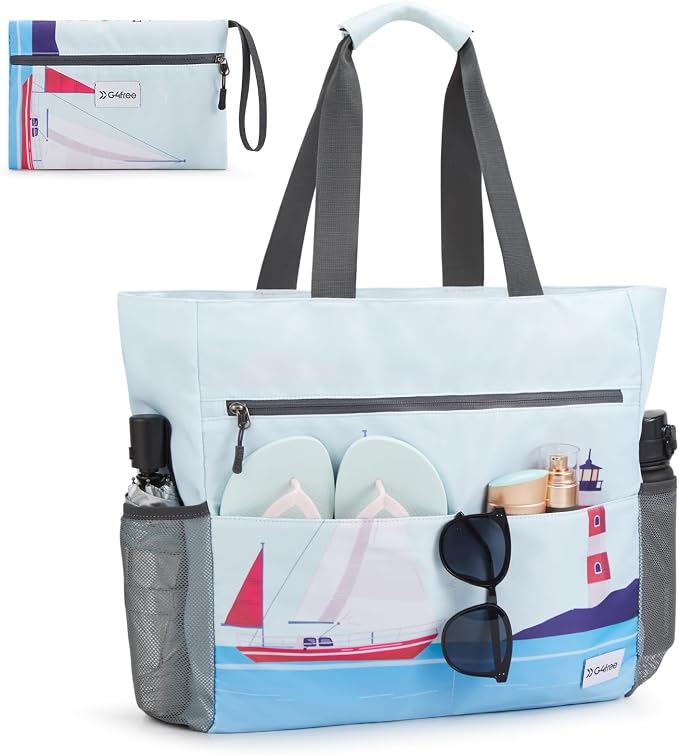G4Free Beach Bag, Waterproof Sandproof Beach Tote Bag, Large Capacity Foldable - Image 7