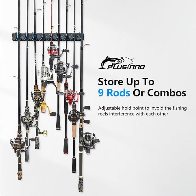 PLUSINNO 2 pack Vertical Fishing Rod rack, Wall Mounted Fishing Rod holder - Image 2