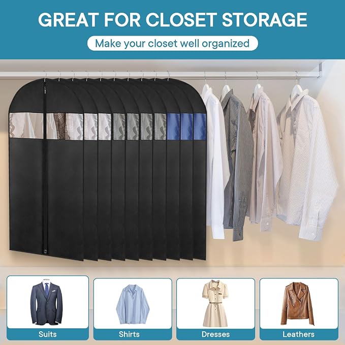 43" Suit Bags for Closet Storage and Travel, Garment Bags for Hanging Clothes - Image 2