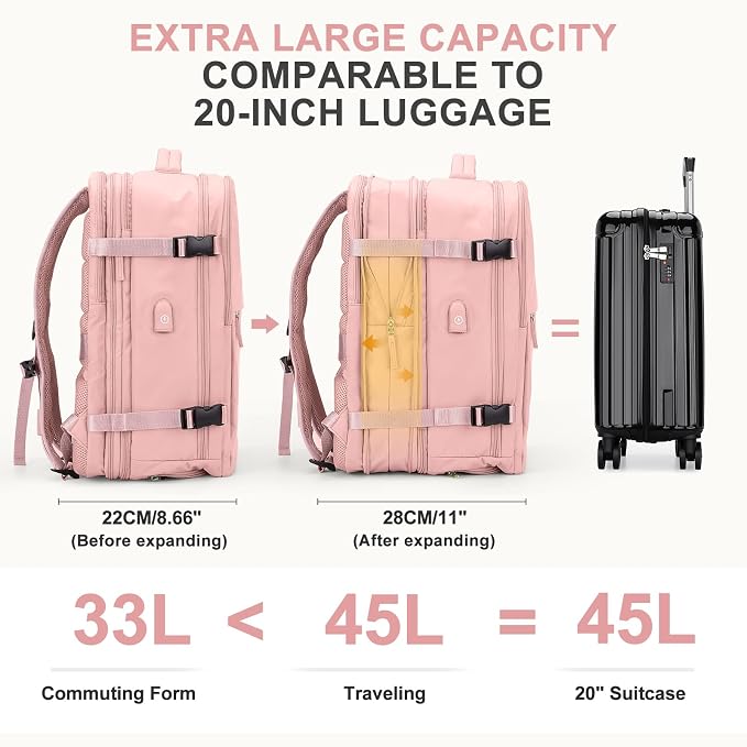 coowoz Large Travel Backpack For Women Men, Carry On Backpack, Hiking Backpack - Image 5