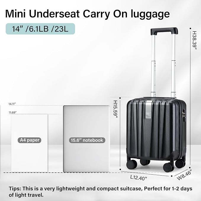 Hanke 14 Inch Underseat Carry On Luggage - Image 3