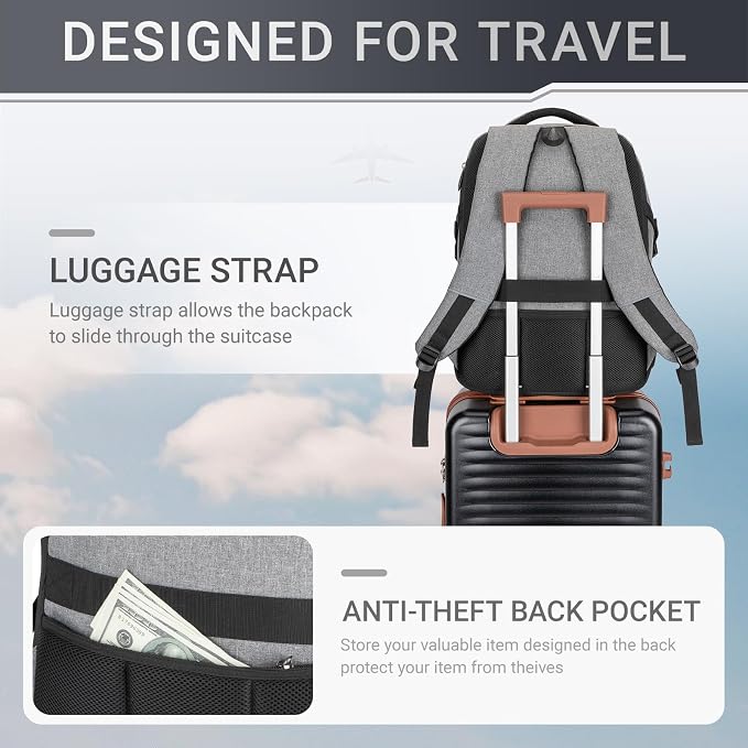 40L Expandable Laptop Backpack, Anti-thief Travel Backpack - Image 4