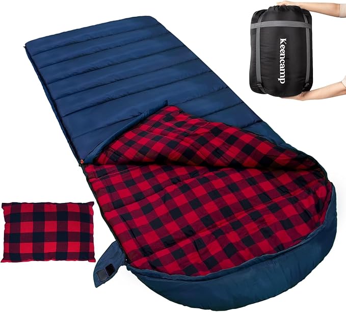 0 Degree Sleeping Bag Cotton Flannel Winter Cold Weather by Keencamp