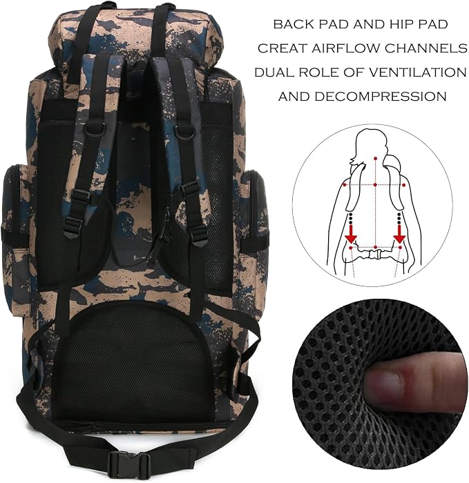 Hiking Backpack for Men 70L/100L Camping Backpack Military Rucksack Molle 3 - Image 3