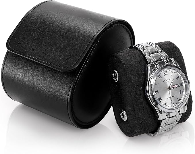 Leather Travel Watch Case, Single Watch Gift Box by Covzoe