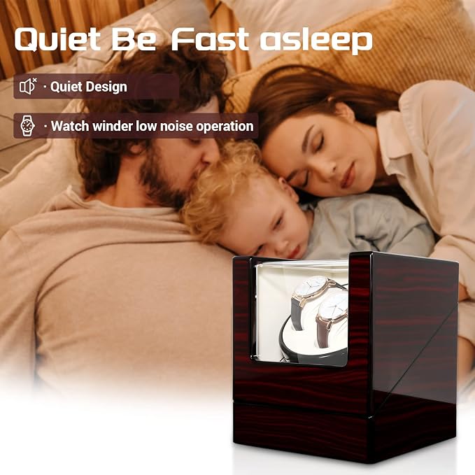 Uten Automatic Watch Winder Box Luxury Wooden Watch Storage Case, Double Watch - Image 3