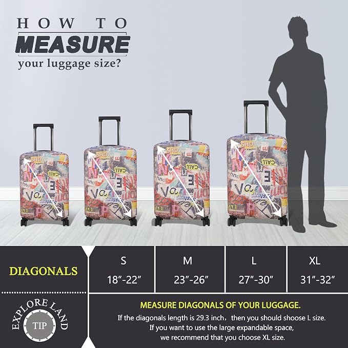 Explore Land Travel Luggage Cover Suitcase Protector Fits 31-32 Inch Case - Image 5