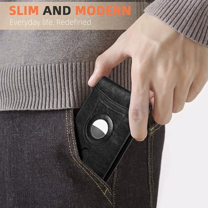 RUNBOX AirTag-Wallet-Mens-Slim-RFID Blocking Wallets Leather - Image 4