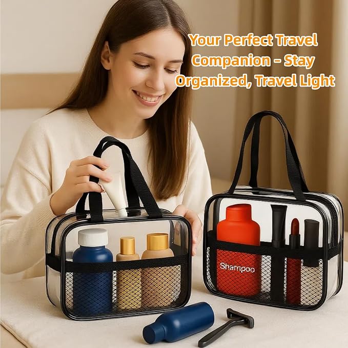XEWEA 2PCS Small TSA Approved Clear Travel Toiletry Bags - Image 4