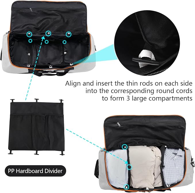 110L Expandable to 140L 32” Foldable Oxford Soft-Sided Rolling Duffle Bag - Image 8
