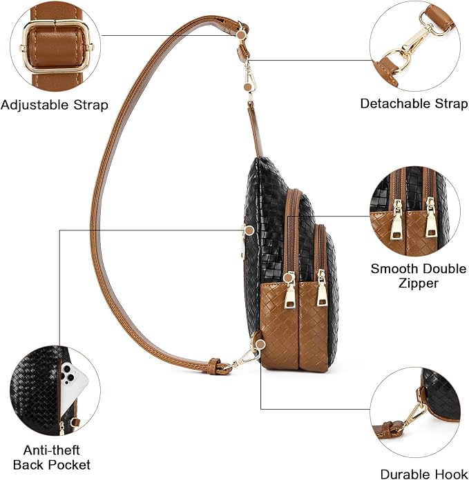 Telena Small Sling Bag for Women Leather Crossbody Fanny Packs Chest Bag for - Image 3