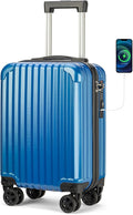 Personal Item Suitcase 18x14x8 Inches Hardside Built In TSA Lock & USB Port by Boardingblue
