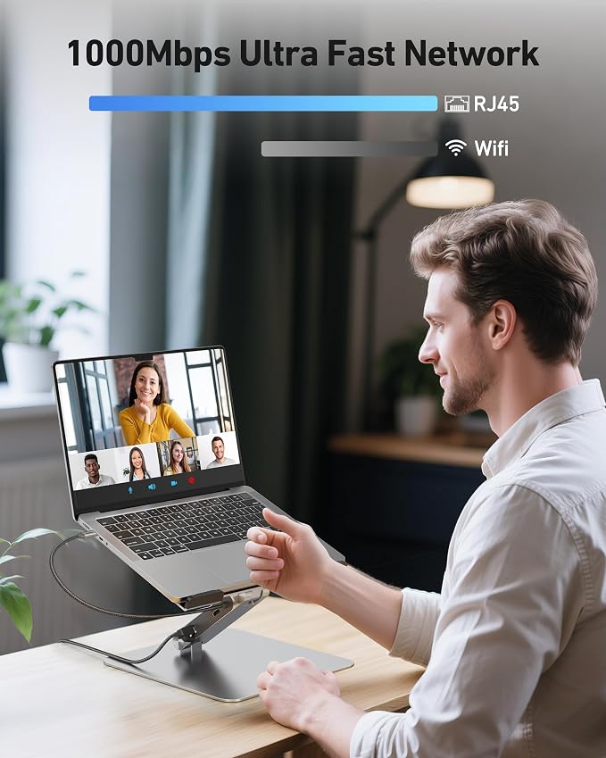 BENFEI Laptop Stand with USB C 6in1 Docking Station, HDMI 4K@60Hz, Gigabit - Image 6