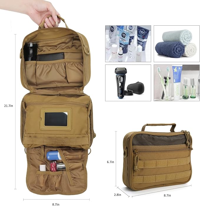 Toiletry Bag for Men, Travel Hanging Hook Toiletry Bag, Spacious Portable - Image 2