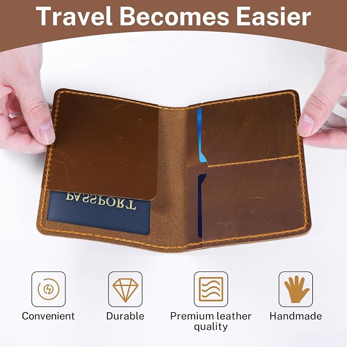 Genuine Leather Passport Holder, Wallet Cover Case - Image 6