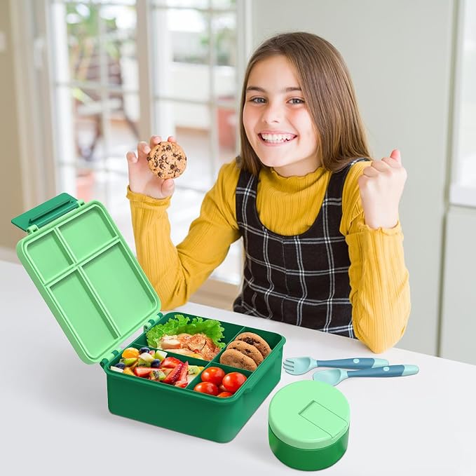 Kids Bento Lunch Box with 8oz Soup Thermo, Kids Leakproof Lunch Food Containers - Image 7
