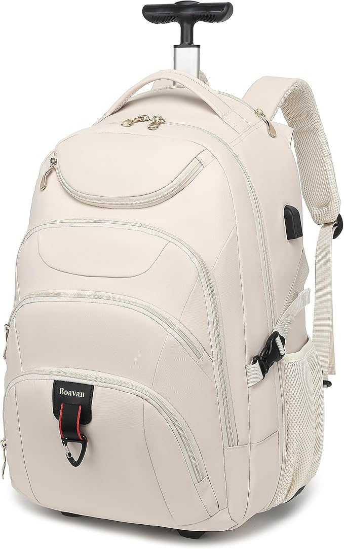 Boavan Rolling Backpack for Women, 17.3 Inch Wheeled Laptop Backpack, Large by Boavan