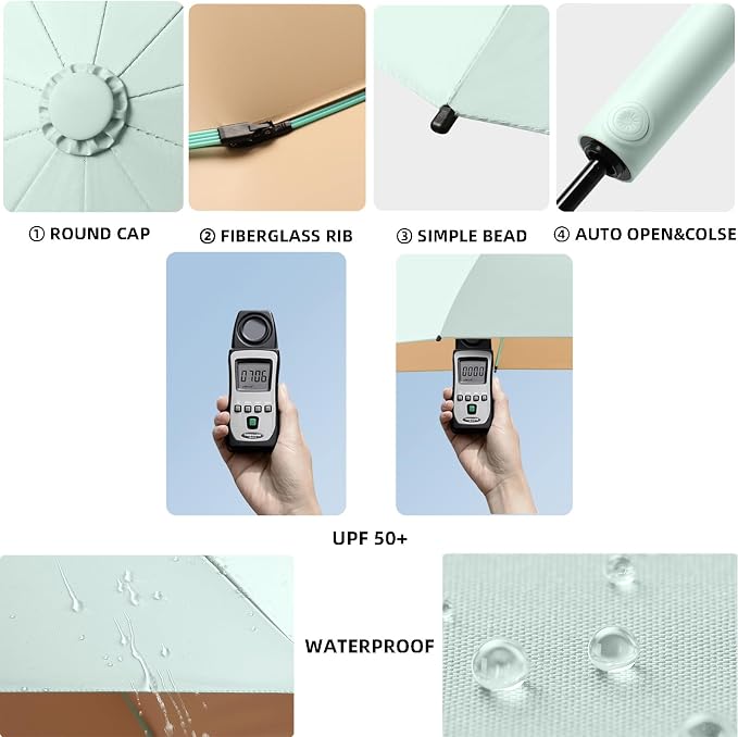 Folding Umbrella Anti-UV Compact Durable Folding Umbrella Auto Open Close - Image 6