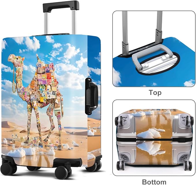Camel Luggage Cover Washable Suitcase Protector Anti-Scratch, Stretchable Fit - Image 2