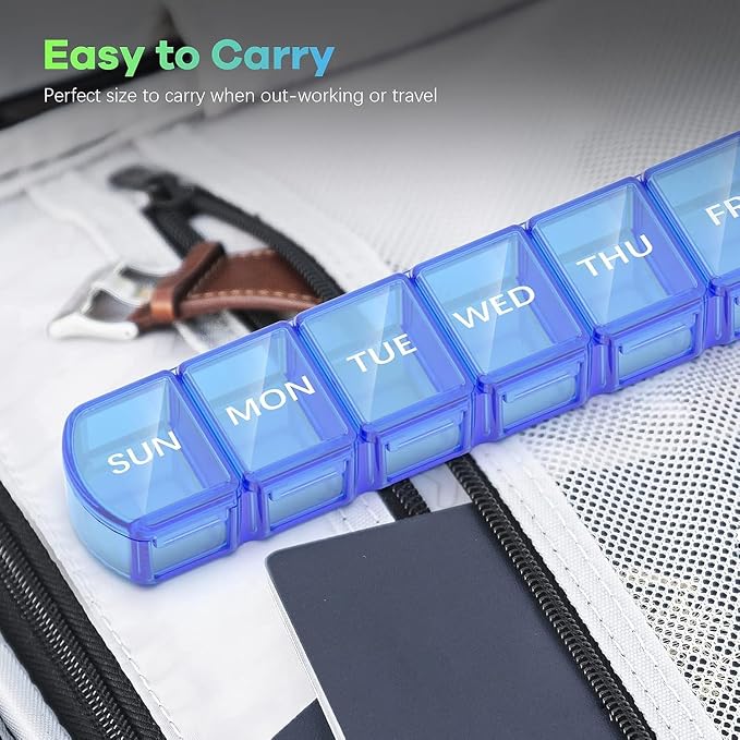 Extra Large Pill Organizer 3 Pack, XL Pill Box 7 Day, Weekly Pill Case - Image 7