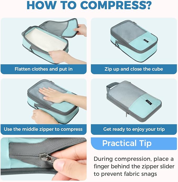BAGAIL 6 Set/4 Set Lightweight Compression Packing Cubes - Image 5