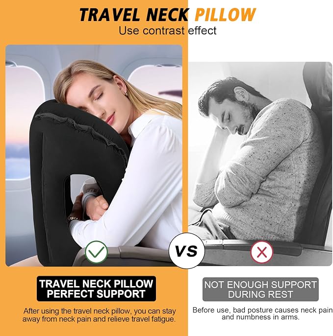 Inflatable Travel Pillow, Support Head, Used - Image 2