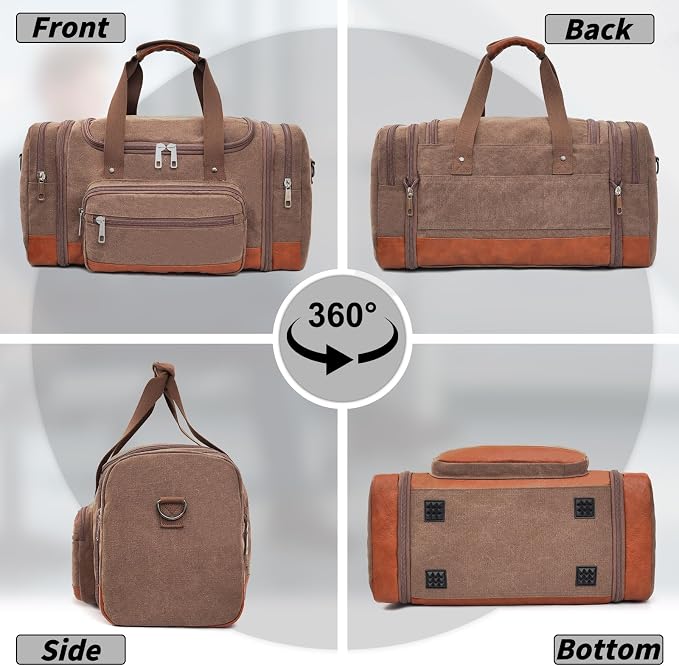 Men'S Duffle Bag For Travel, Expandable Canvas Duffel Bags Overnight Weekend - Image 7