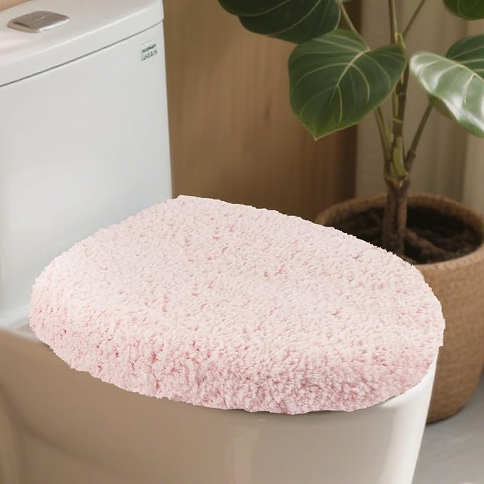 Microfiber Elongated Toilet Seat Cover 19.5"x 15" Machine Washable Solid Toilet - Image 6