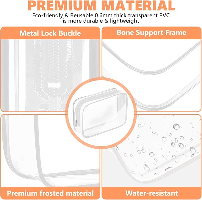 AURUZA 4 Pack Clear Toiletry Bag, Portable Travel Makeup Pouch - Image 4