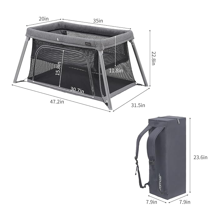 2 in 1 Portable Travel Crib for Toddler, Foldable Crib for Baby, Lightweight - Image 2