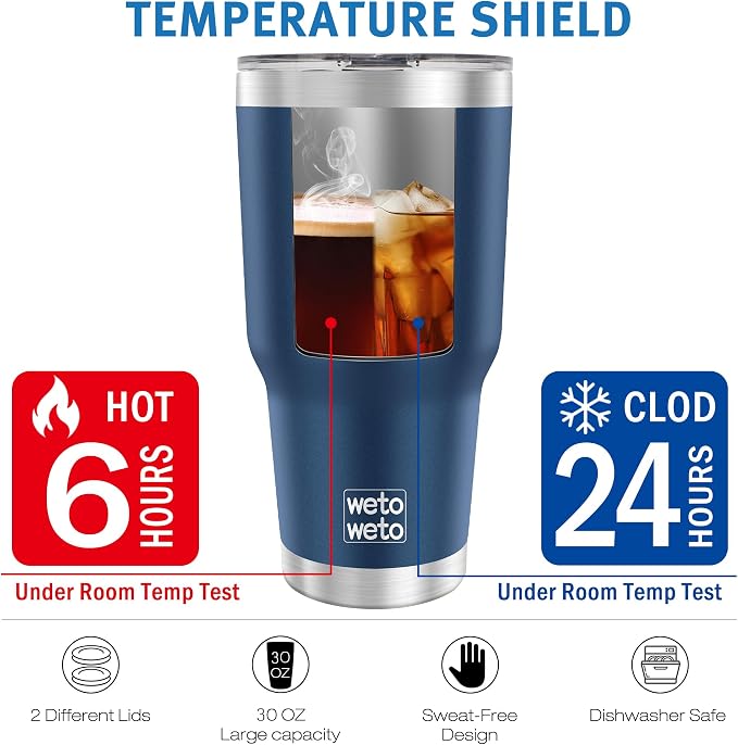 WETOWETO 30oz Tumbler with Lid, Stainless Steel Vacuum Insulated Water Coffee - Image 4