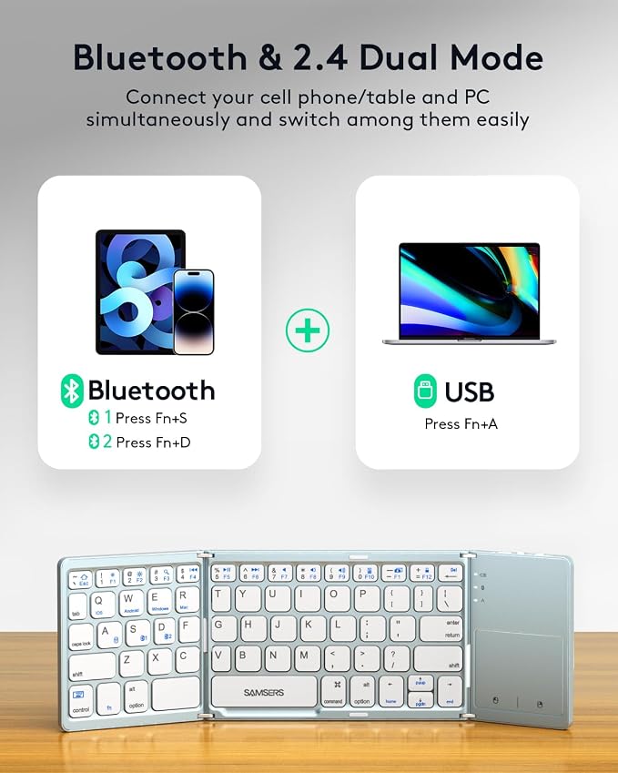 Samsers Multi-Device Foldable Bluetooth Keyboard - Image 2
