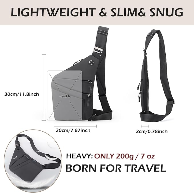 Anti Theft Crossbody Bags for Women Men, Slim Sling Bags - Image 5