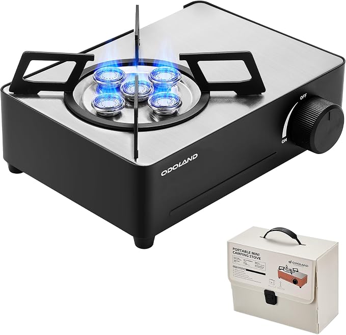 Odoland Portable Camping Stove 7500 BTU Camp Stove Lightweight Butane Gas Stove by Odoland