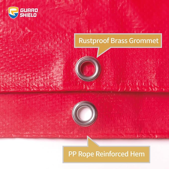 GUARD SHIELD Red Tarp 6x6 Feet Tarps High Visibility Outdoor Poly Cover - Image 3