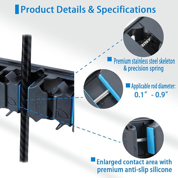 Fishing Rod Holder, Wall-Mounted Fishing Rod Rack, Vertical Fishing Pole Holder - Image 5