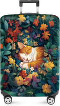 ANNA QUEEN Dreamy Cat Luggage Cover, Cat Sleeping in a Flower Field Design by ANNAQUEEN