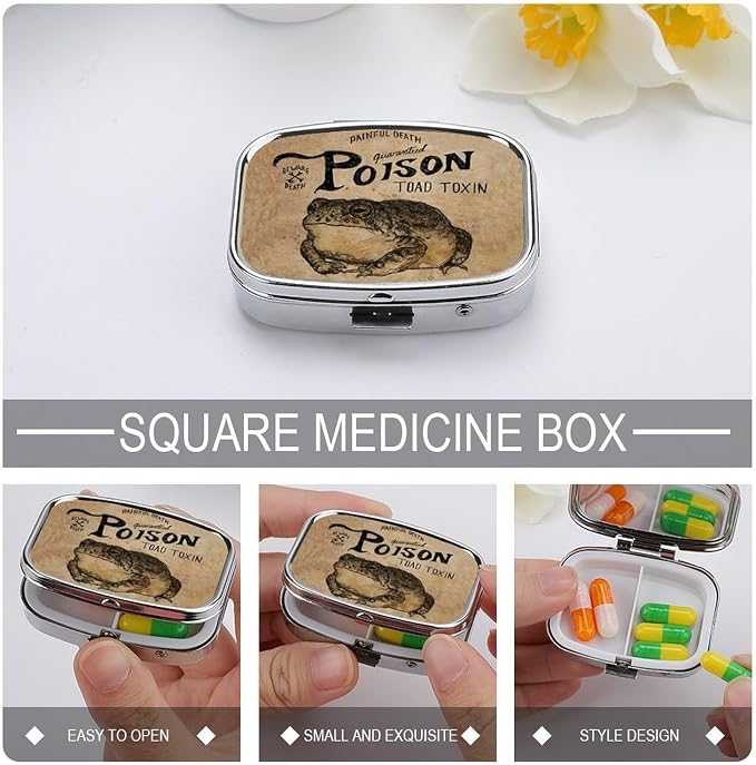 Metal 2 Compartment Pill Organizer Travel Friendly Portable Compact Pill Box - Image 4
