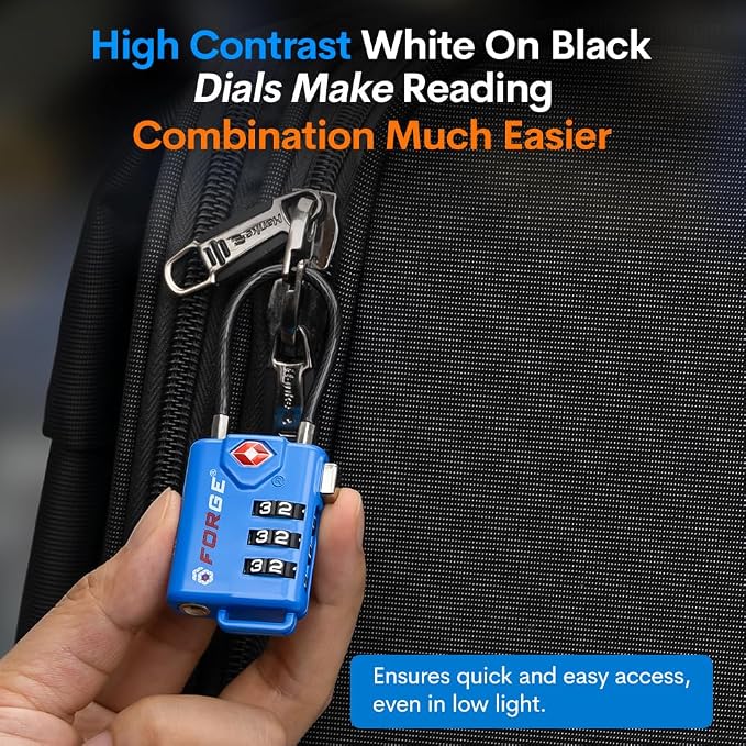 TSA Approved Cable Luggage Locks, Re-settable Combination - Image 5