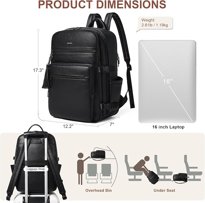 Shrrie Laptop Backpack for Women, Vegan Leather Backpack Work Computer - Image 5