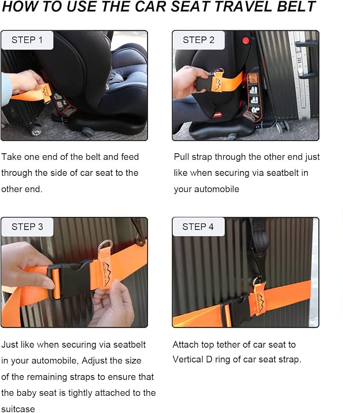 Car Seat Travel Belt to Suitcase, Car Seat Travel Strap to Convert Kid Car Seat - Image 3